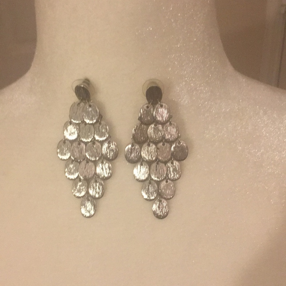 Brushed Silver pierced earrings